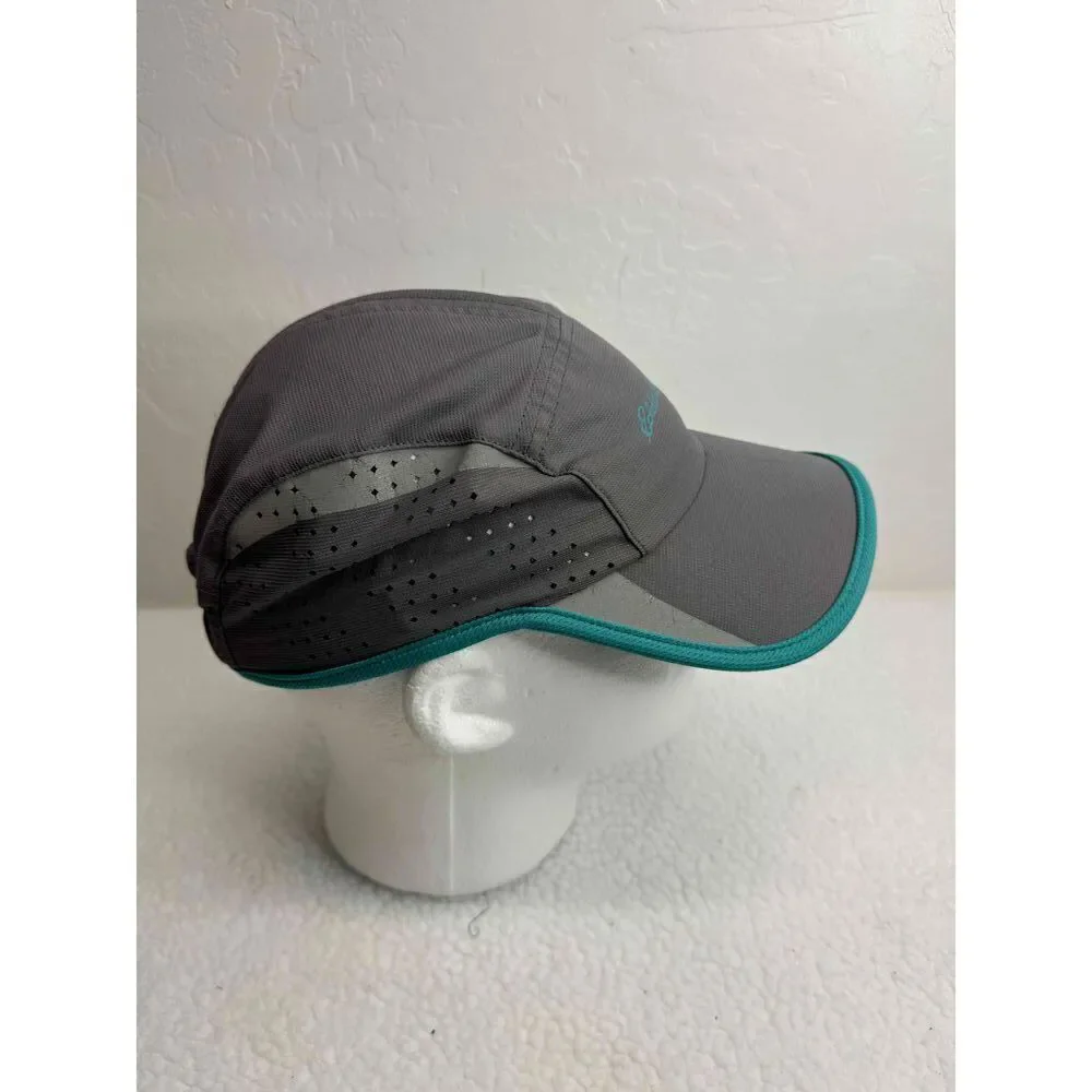 Eddie Bauer‎ Gray Teal Trim Sun Visor Hat Elastic Activewear Hat One Size